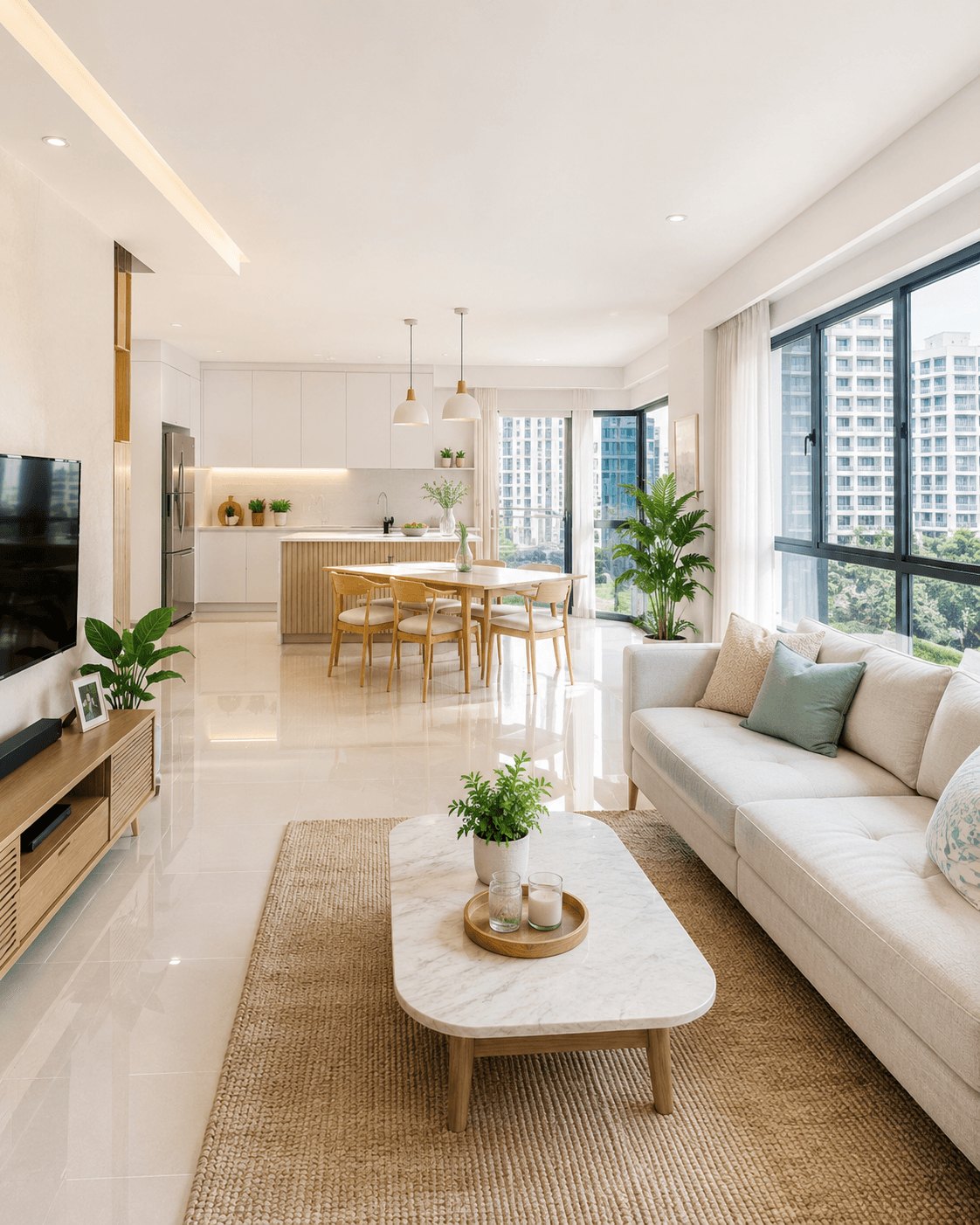 Bright, freshly cleaned Singapore living room